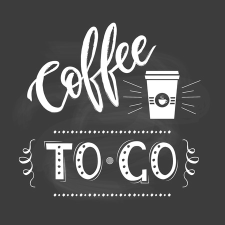 Coffee to go lettering popster on blackboardのイラスト素材