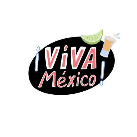 Viva Mexico. Translation Long Live Mexico. Traditional Mexican Celebration. lettering vector illustrationのイラスト素材