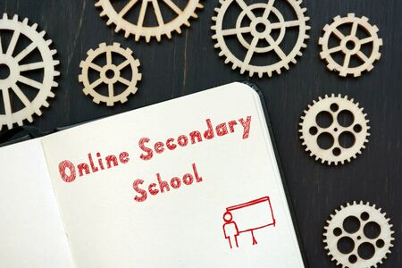 Educational concept meaning Online Secondary School with sign on the page.の写真素材