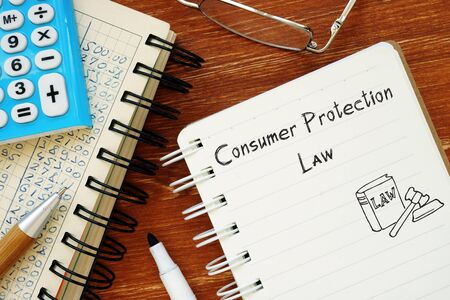Financial concept meaning Consumer Protection Law with phrase on the sheet.の写真素材
