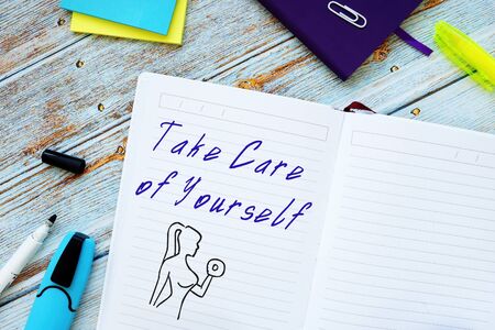 Take Care of Yourself phrase on the sheet.の写真素材