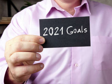 Business concept about 2021 Goals  with phrase on the piece of paper.の写真素材