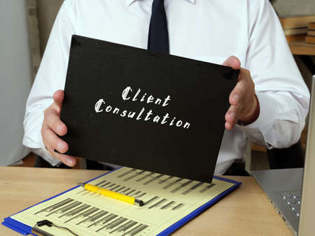 Client Consultation phrase on the page.の写真素材