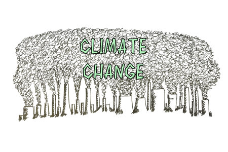 World saving concept meaning CLIMATE CHANGE with phrase on the piece of paper.