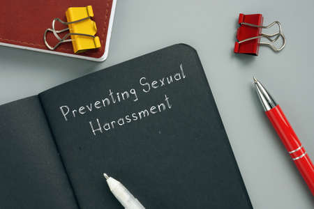 Preventing Sexual Harassment phrase on the page.の写真素材