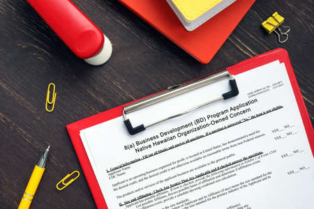 SBA form 1010-NHO 8 (a) Business Development (BD) Program Application Native Hawaiian Organization-Owned Concernの写真素材