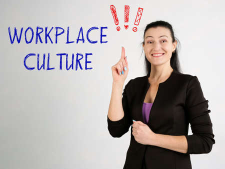Business concept about WORKPLACE CULTURE exclamation marks with phrase on the sideの写真素材