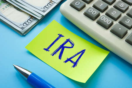 IRA individual retirement account sign on the sheet.の写真素材