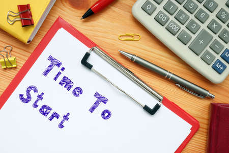 Financial concept meaning Time To Start with sign on the page.の写真素材