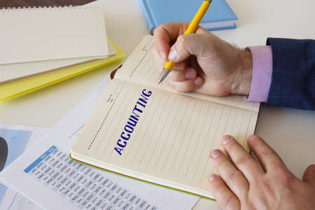 Financial concept about ACCOUNTING with phrase on the screen.の写真素材