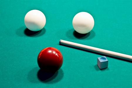 Table and spheres for game in Russian billiardsの写真素材