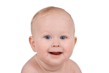 Baby face isolated on  white backgroundの写真素材