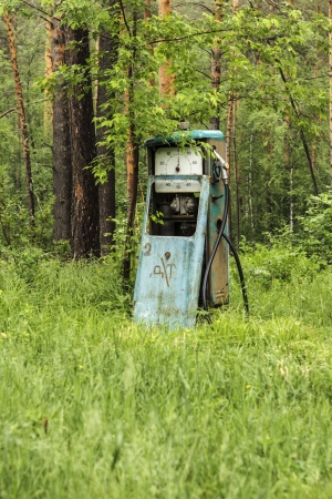 The old and broken point of fuelling for carsの写真素材