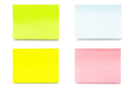 Multicolored paper stickers isolated on white backgroundの写真素材