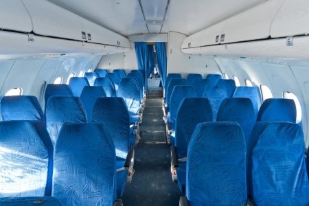 Passenger seats interior of salon of the TU 154 planeの写真素材