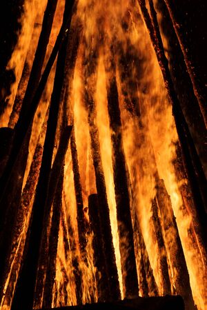 Beautiful fragment of big and bright fireの写真素材