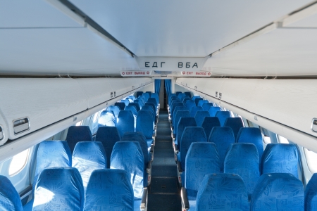 Passenger seats interior of salon of the TU 154 planeのeditorial素材