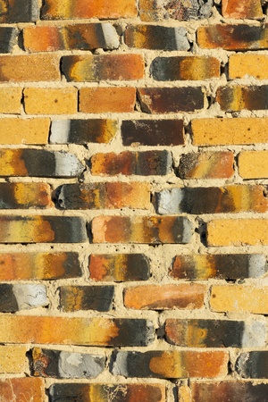 Fragment of brick wall outdoor in sunlight of old bricksの写真素材