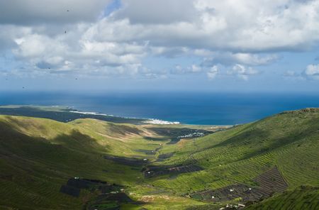 Green valley near Haria on Lanzarote Island, Spain.の写真素材