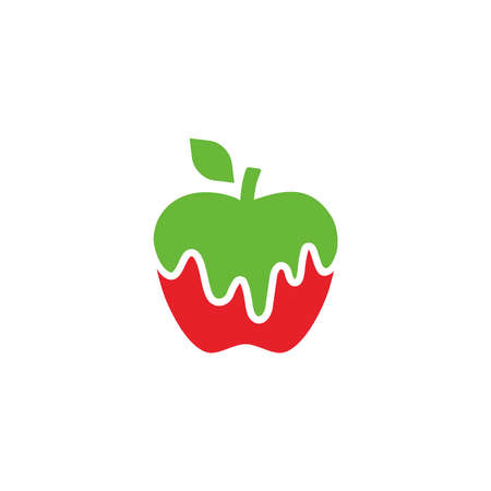 apple fruit melted with leavesのイラスト素材
