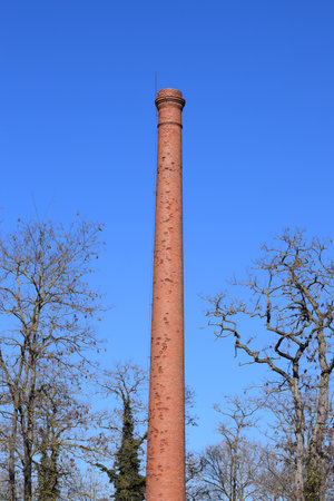a large, freestanding, disused industrial fireplaceの写真素材