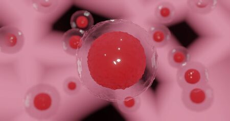 Cells in human in dark pink background  3d renderの写真素材
