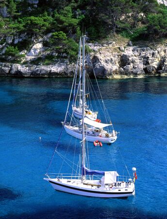 Three sailboats just of the cost of Minorca, Spain