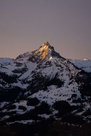 Amazing view over canton Glarus. Wonderful sunset.の写真素材