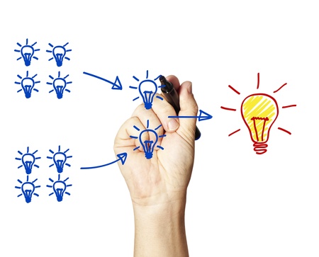 Many small ideas that adds up to one big one. Concept for teamwork.の写真素材