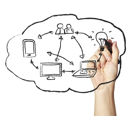 Cloud computing concept sketchedの写真素材