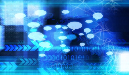 Big blue speech bubble made from small bubblesの写真素材