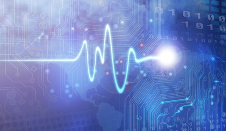 Pulse Trace drawing and computer designの写真素材