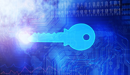key on a Blue backgroundの写真素材