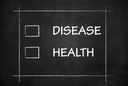 Disease Or Health Directions Drawing on blackboard の写真素材