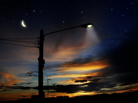 an image of street light on blue sky の写真素材