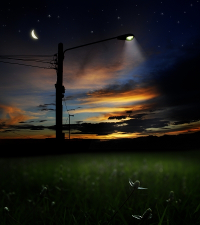 an image of street light on blue sky の写真素材