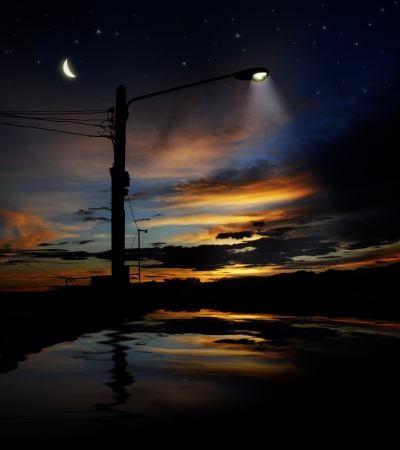 an image of street light on blue sky の写真素材