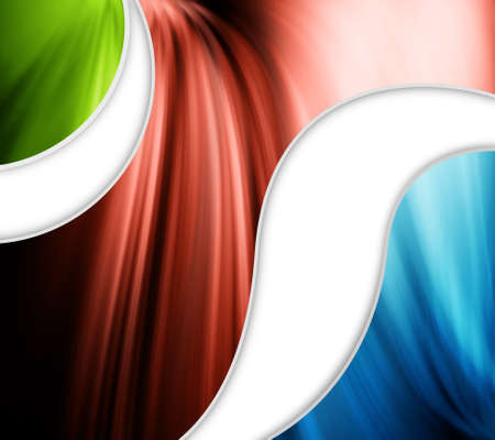 abstract background, green banners and fantasy lights の写真素材
