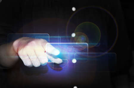 Touch button interface technolog y conceptの写真素材