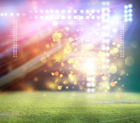 soccer stadium with the dright lightsの写真素材