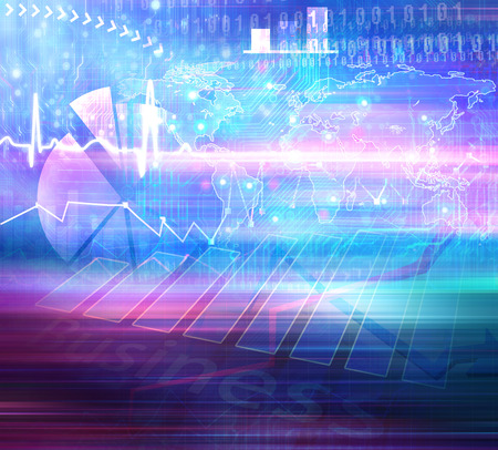 Abstract high tech background with graphs and diagramsの写真素材