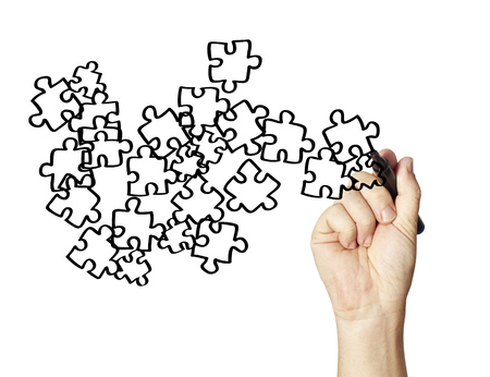 Transparent puzzle, useable on any picture.の写真素材