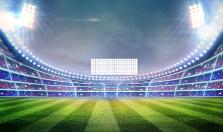 lights at night and stadiumの写真素材