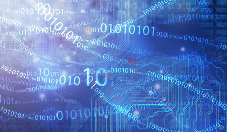 Blue binary computer code repeatingの写真素材