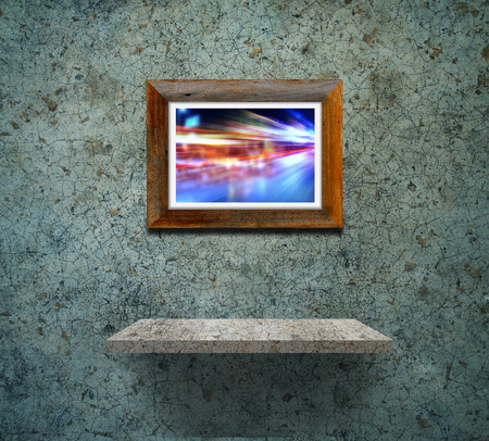 Photo frames on wall.