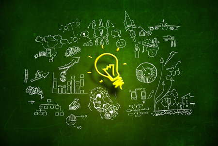 Light bulb with drawing business concept.の写真素材