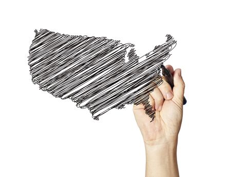 sketch of USA mapの写真素材