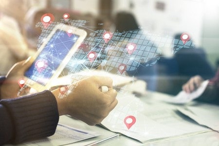 Navigation via Smart phone conceptの写真素材
