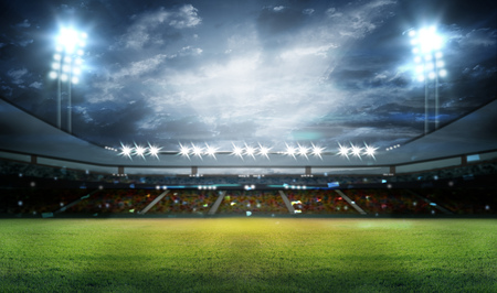 stadium in lights and flashes 3D rendering.の写真素材