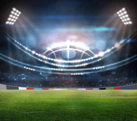 stadium in lights and flashes 3D rendering.の写真素材